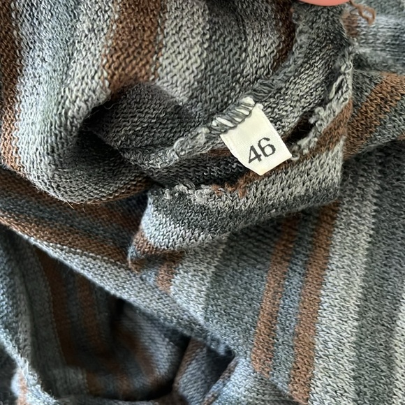 Dolce & Gabbana Cotton Blend Striped Plunge V Neck Distressed Sweater - Picture 7 of 9